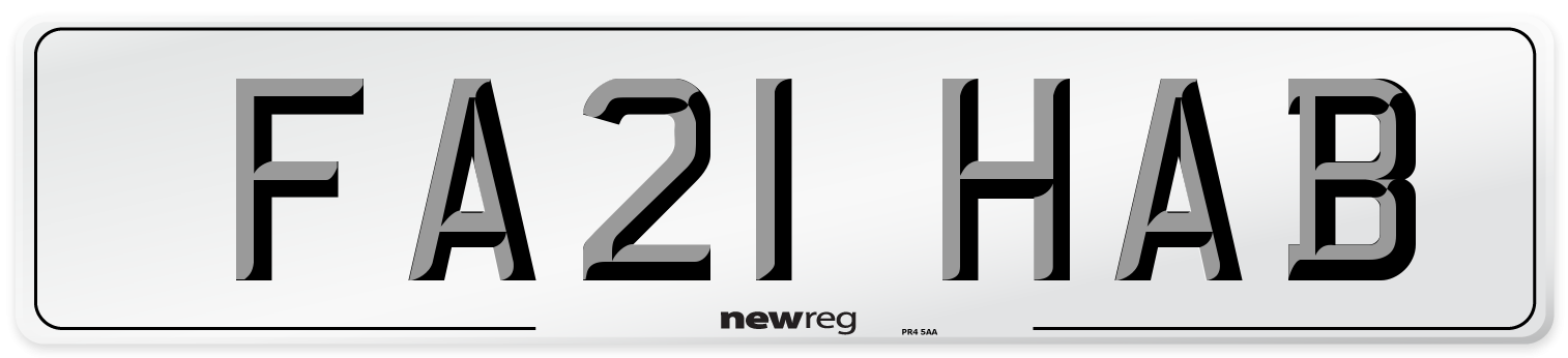 FA21 HAB Number Plate from New Reg